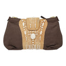 Salvatore Ferragamo Gancini Shoulder Bag Nylon Leather Brown Gold Auth 91386V-2