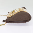 Salvatore Ferragamo Gancini Shoulder Bag Nylon Leather Brown Gold Auth 91386V-3