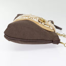 Salvatore Ferragamo Gancini Shoulder Bag Nylon Leather Brown Gold Auth 91386V-4