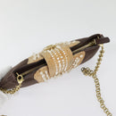 Salvatore Ferragamo Gancini Shoulder Bag Nylon Leather Brown Gold Auth 91386V-6