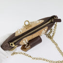 Salvatore Ferragamo Gancini Shoulder Bag Nylon Leather Brown Gold Auth 91386V-7