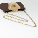 Salvatore Ferragamo Gancini Shoulder Bag Nylon Leather Brown Gold Auth 91386V-8