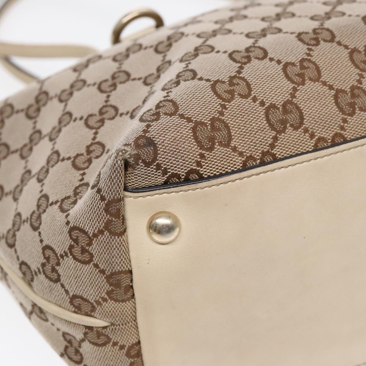 GUCCI GG Canvas Shoulder Bag Beige Gold 169946 Auth 91396