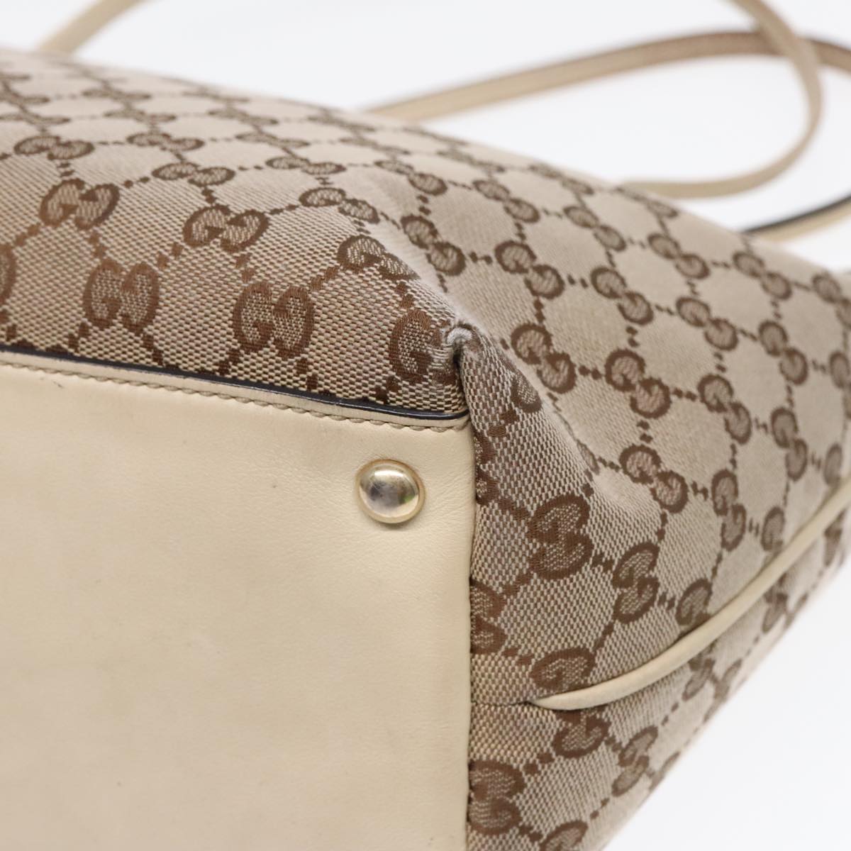 GUCCI GG Canvas Shoulder Bag Beige Gold 169946 Auth 91396