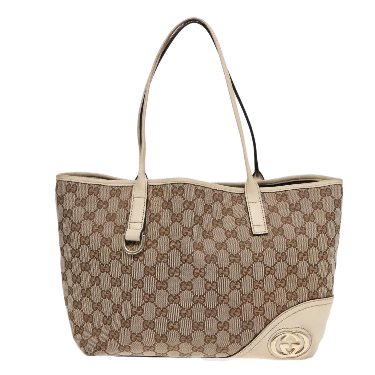 GUCCI GG Canvas Shoulder Bag Beige Gold 169946 Auth 91396