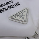 PRADA Backpack Nylon White Silver 1BZ072 Auth 91414AV-19