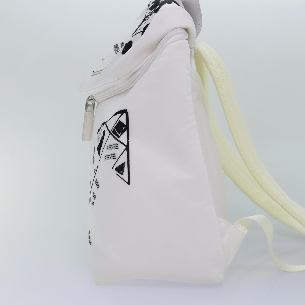 PRADA Backpack Nylon White Silver 1BZ072 Auth 91414A