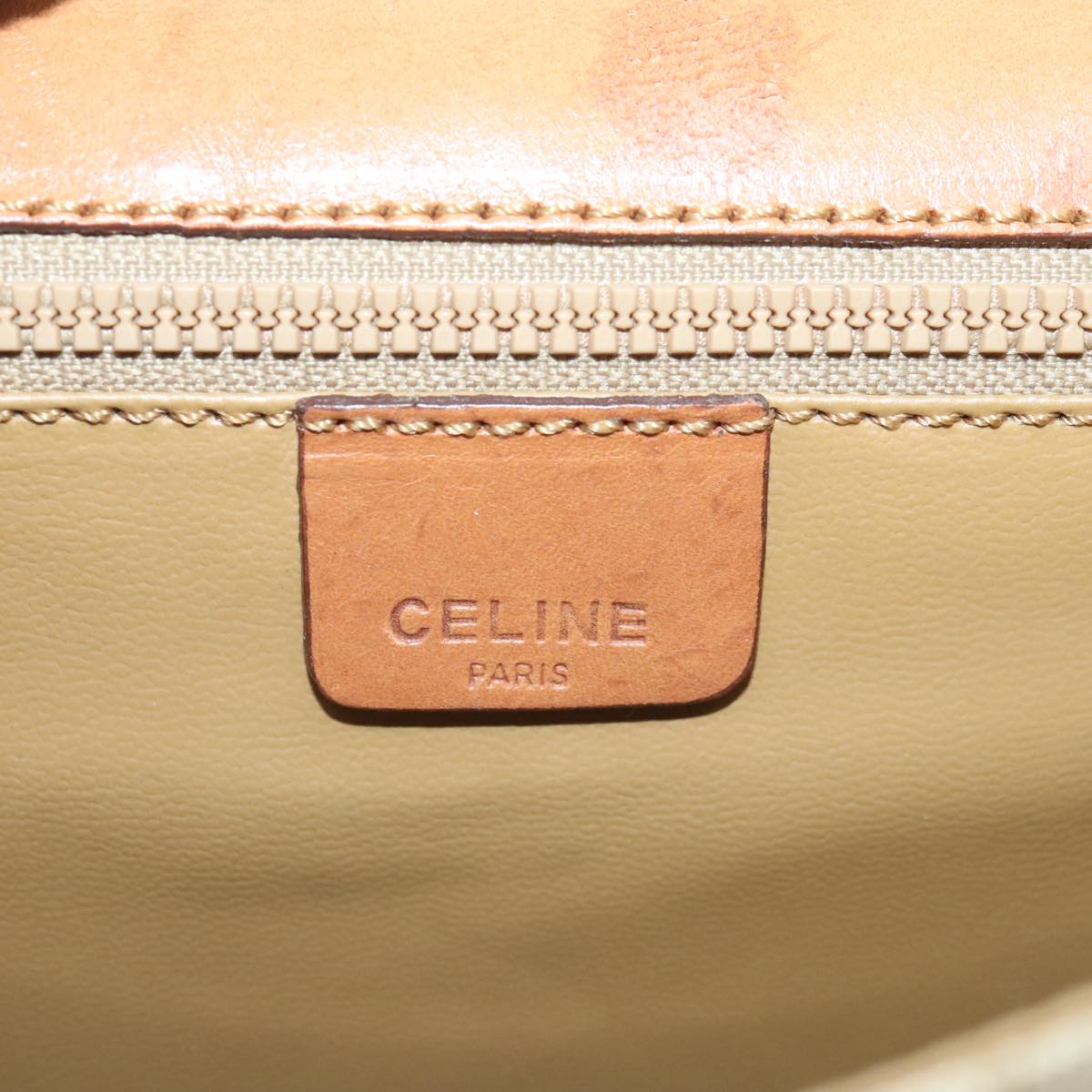 CELINE Macadam Canvas Shoulder Bag PVC Beige Auth 91437