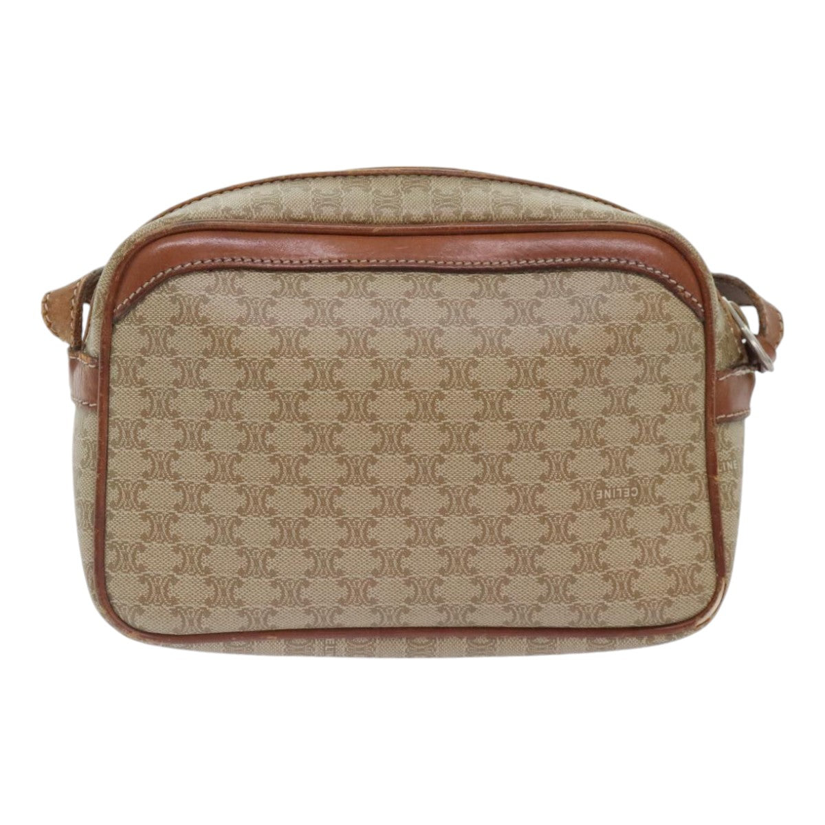 CELINE Macadam Canvas Shoulder Bag Beige Auth 91467 - 0