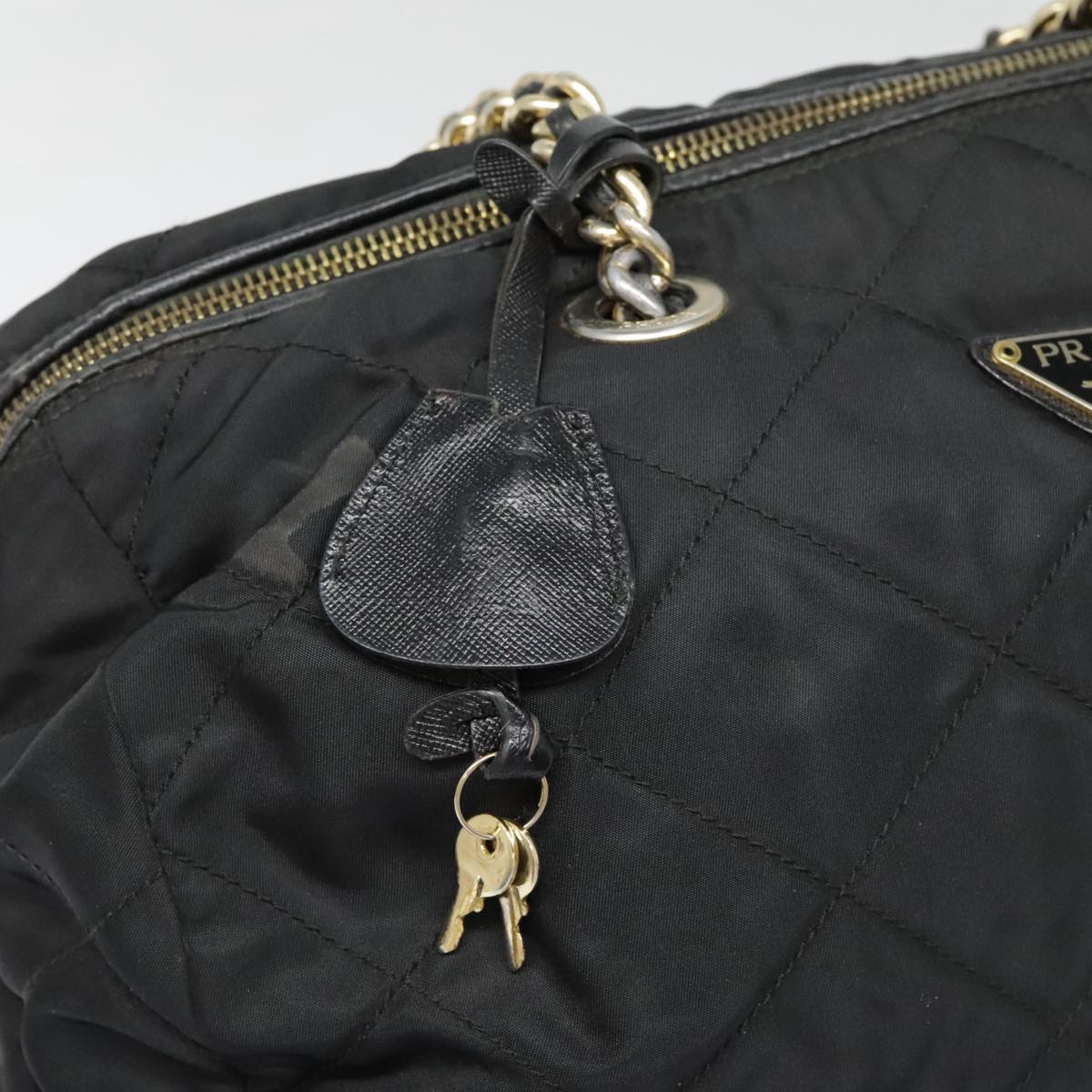 PRADA Quilted Chain Shoulder Bag Nylon Black Auth 91474