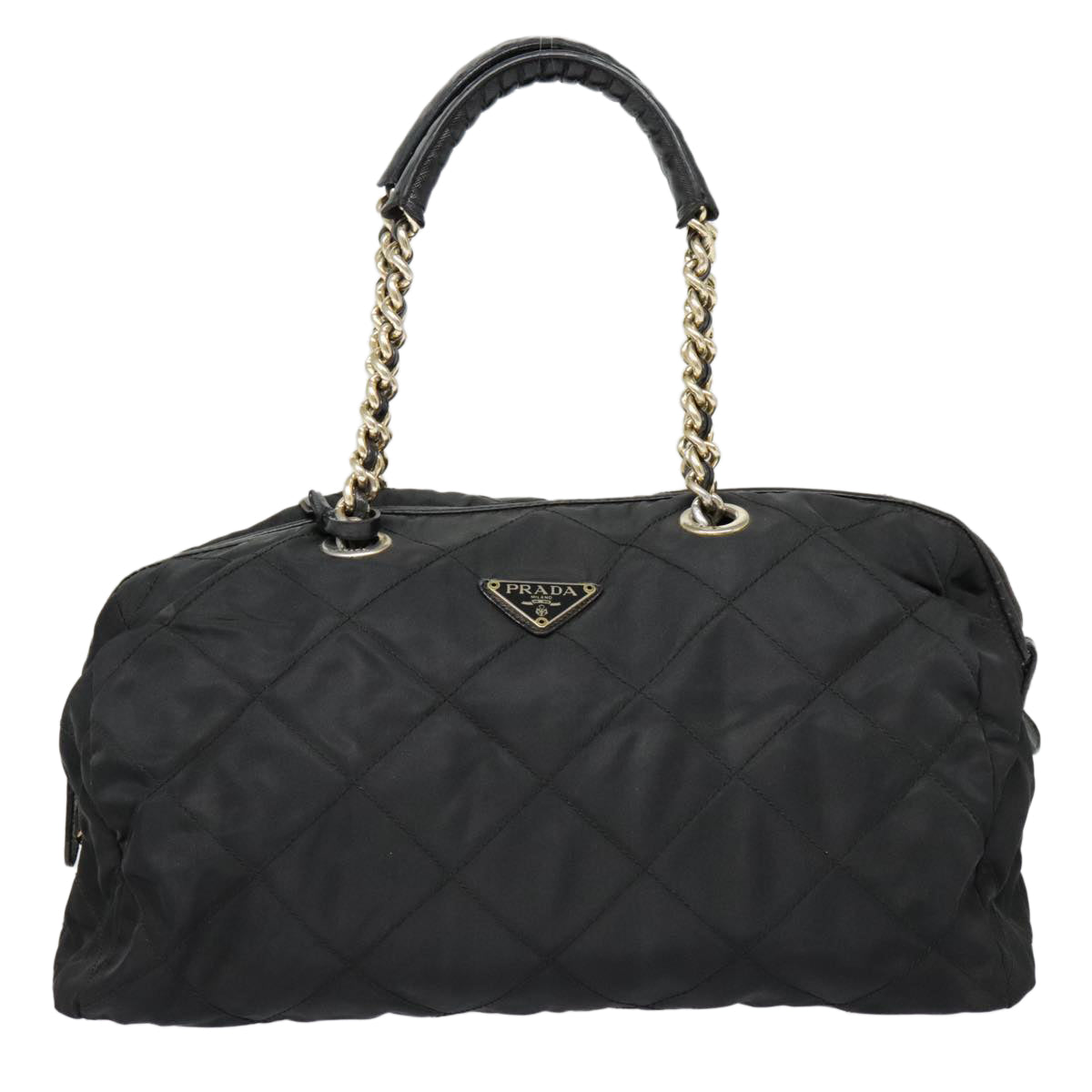 PRADA Quilted Chain Shoulder Bag Nylon Black Auth 91474