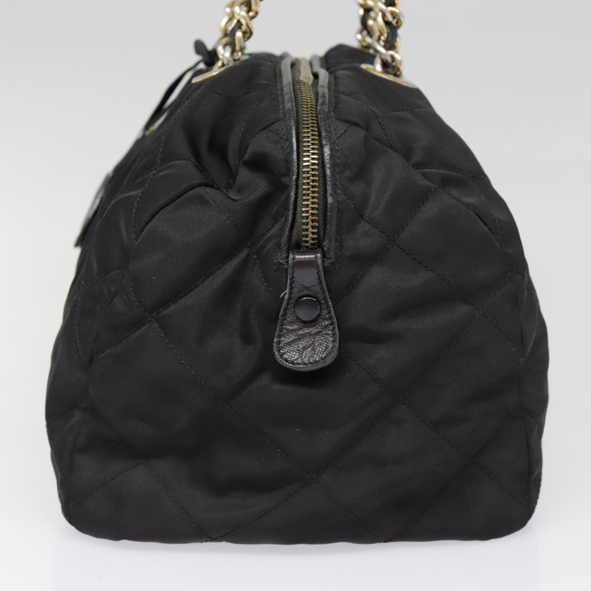 PRADA Quilted Chain Shoulder Bag Nylon Black Auth 91474