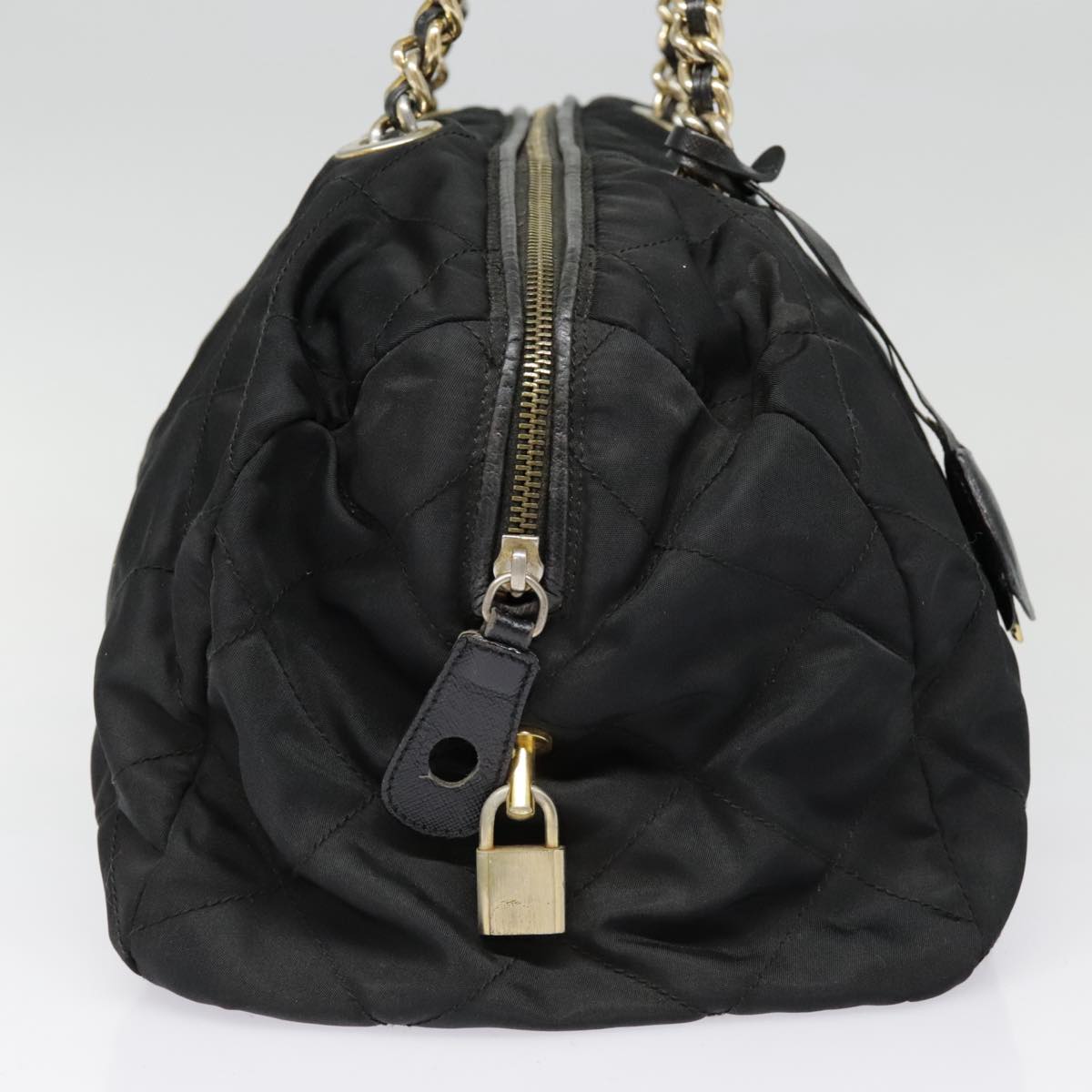 PRADA Quilted Chain Shoulder Bag Nylon Black Auth 91474