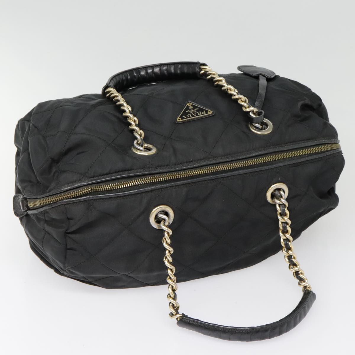 PRADA Quilted Chain Shoulder Bag Nylon Black Auth 91474