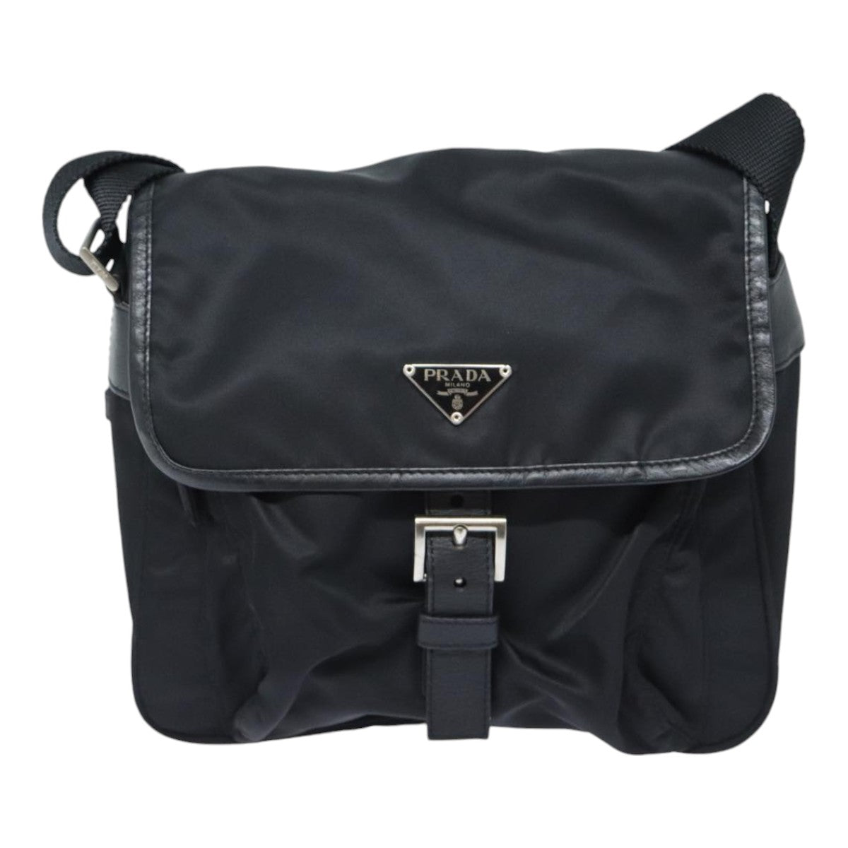 PRADA Shoulder Bag Nylon Black Auth 91475