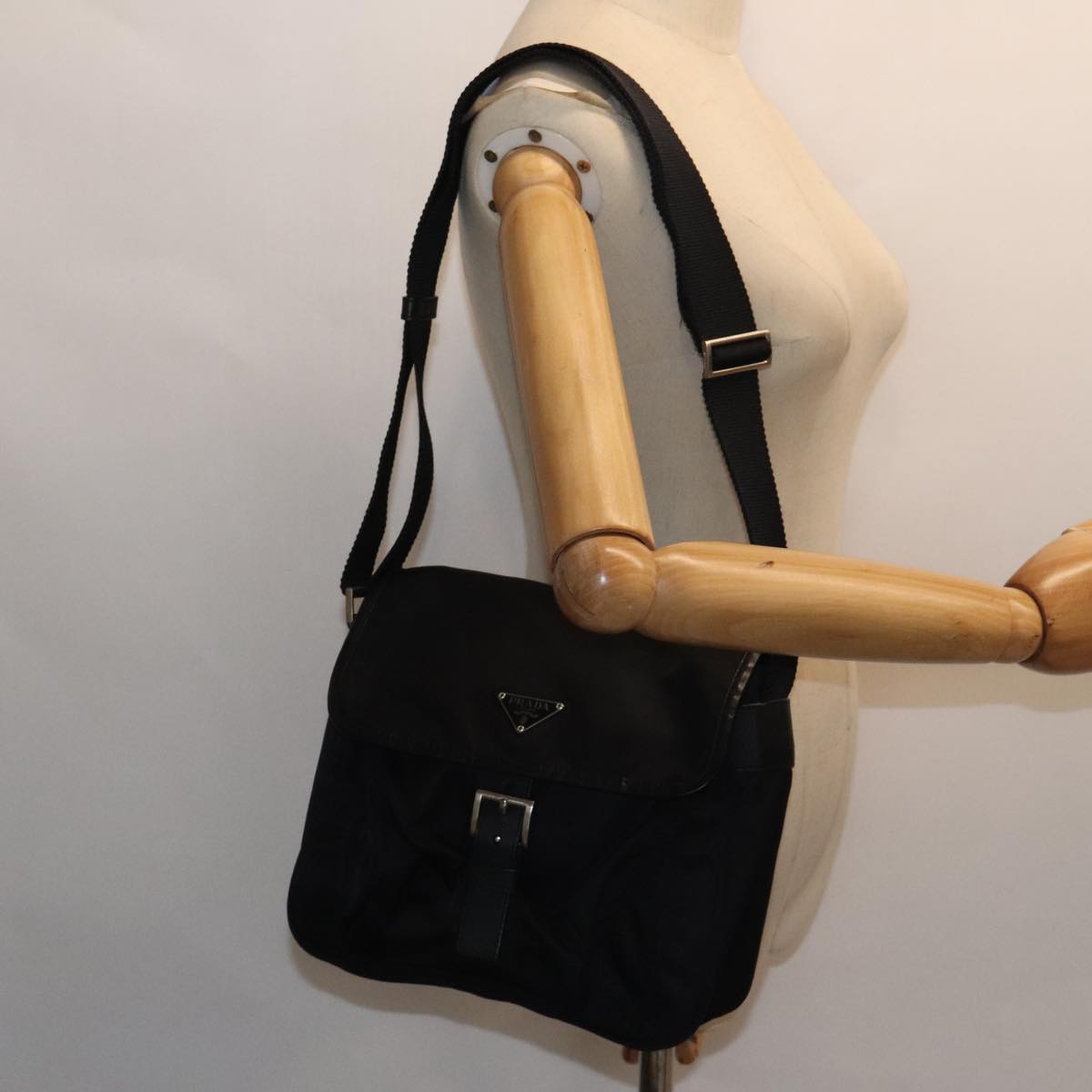 PRADA Shoulder Bag Nylon Black Auth 91475