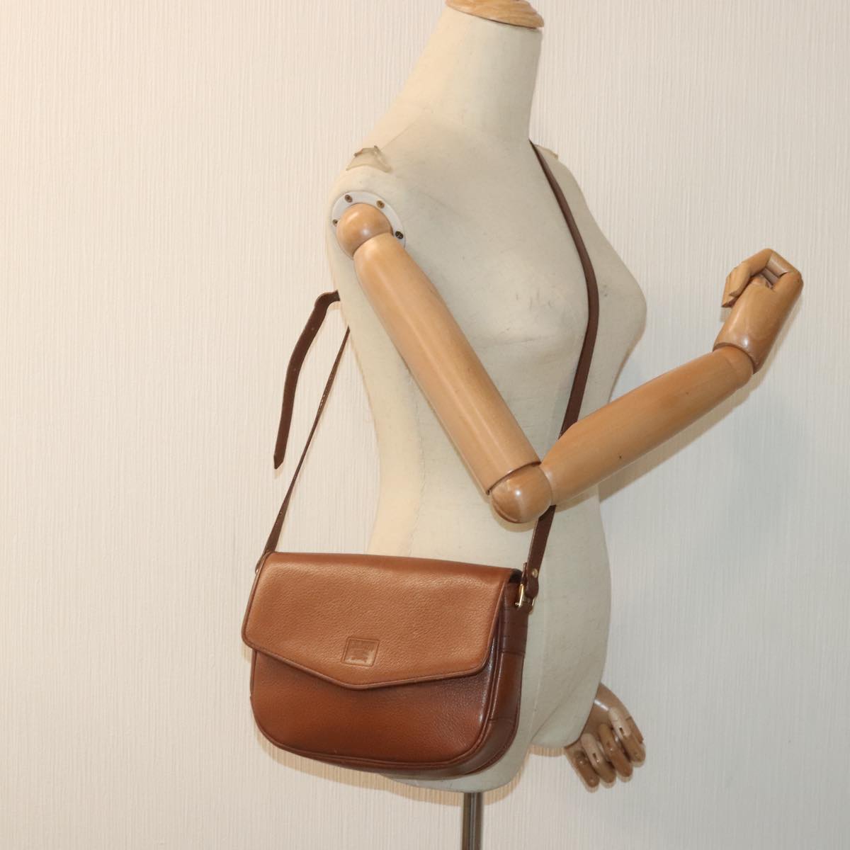 Burberrys Shoulder Bag Leather Brown Auth 91476