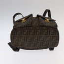FENDI Zucca Canvas Backpack Brown Black gold Auth 91551-5