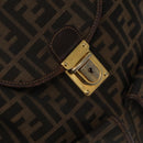 FENDI Zucca Canvas Backpack Brown Black gold Auth 91551-19
