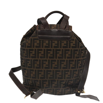 FENDI Zucca Canvas Backpack Brown Black gold Auth 91551 - 0
