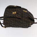 FENDI Zucca Canvas Backpack Brown Black gold Auth 91551-3