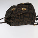 FENDI Zucca Canvas Backpack Brown Black gold Auth 91551-4