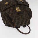 FENDI Zucca Canvas Backpack Brown Black gold Auth 91551-6