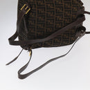 FENDI Zucca Canvas Backpack Brown Black gold Auth 91551-8