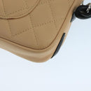 CHANEL Cambon Line Accessory Pouch Leather Black Beige CC Auth 91552A-12