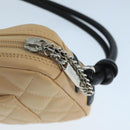 CHANEL Cambon Line Accessory Pouch Leather Black Beige CC Auth 91552A-14