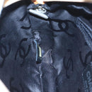 CHANEL Cambon Line Accessory Pouch Leather Black Beige CC Auth 91552A-17