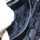 CHANEL Cambon Line Accessory Pouch Leather Black Beige CC Auth 91552A-19