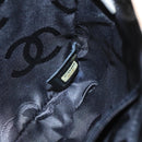 CHANEL Cambon Line Accessory Pouch Leather Black Beige CC Auth 91552A-21