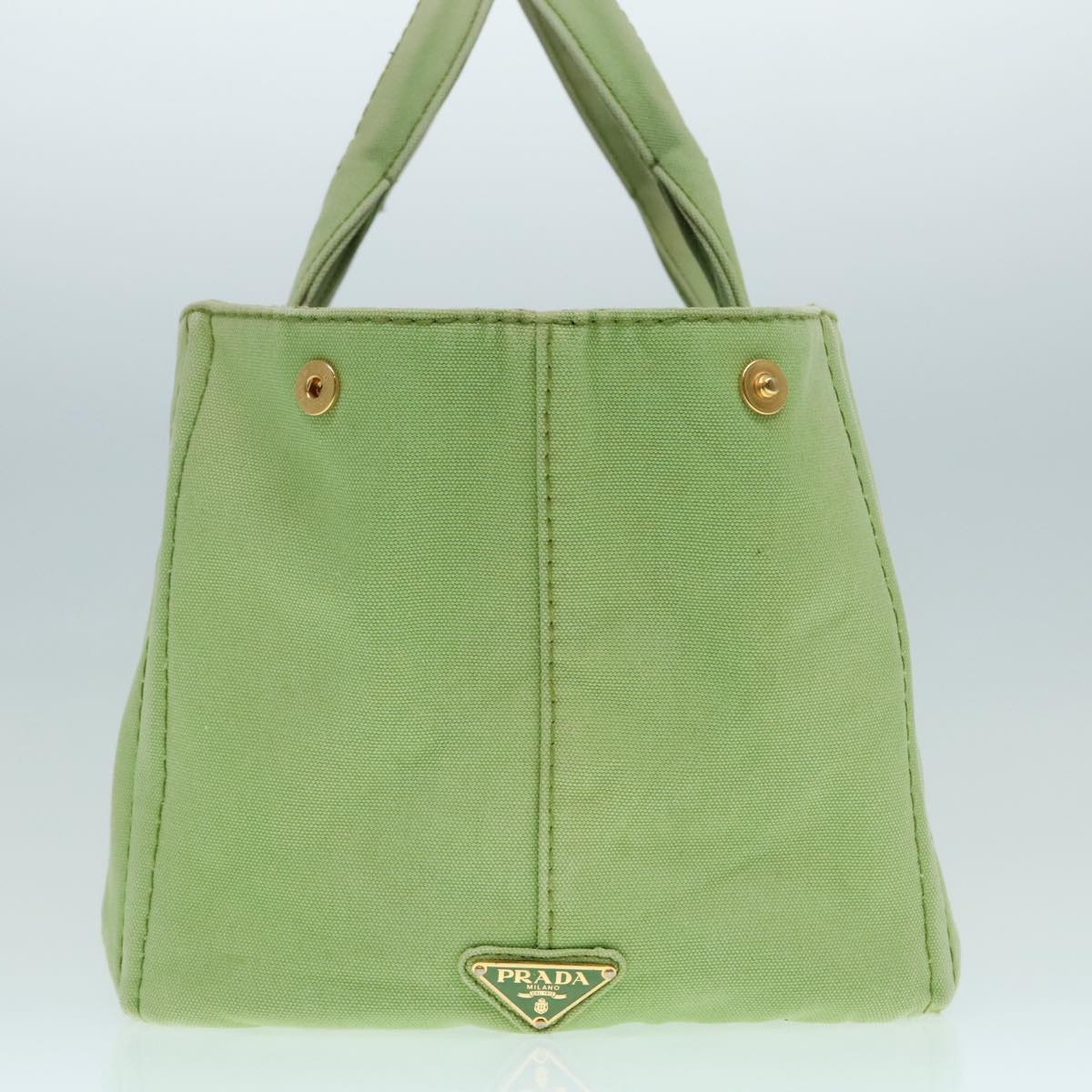 PRADA Canapa GM Hand Bag Canvas LIme Green Gold Auth 91560