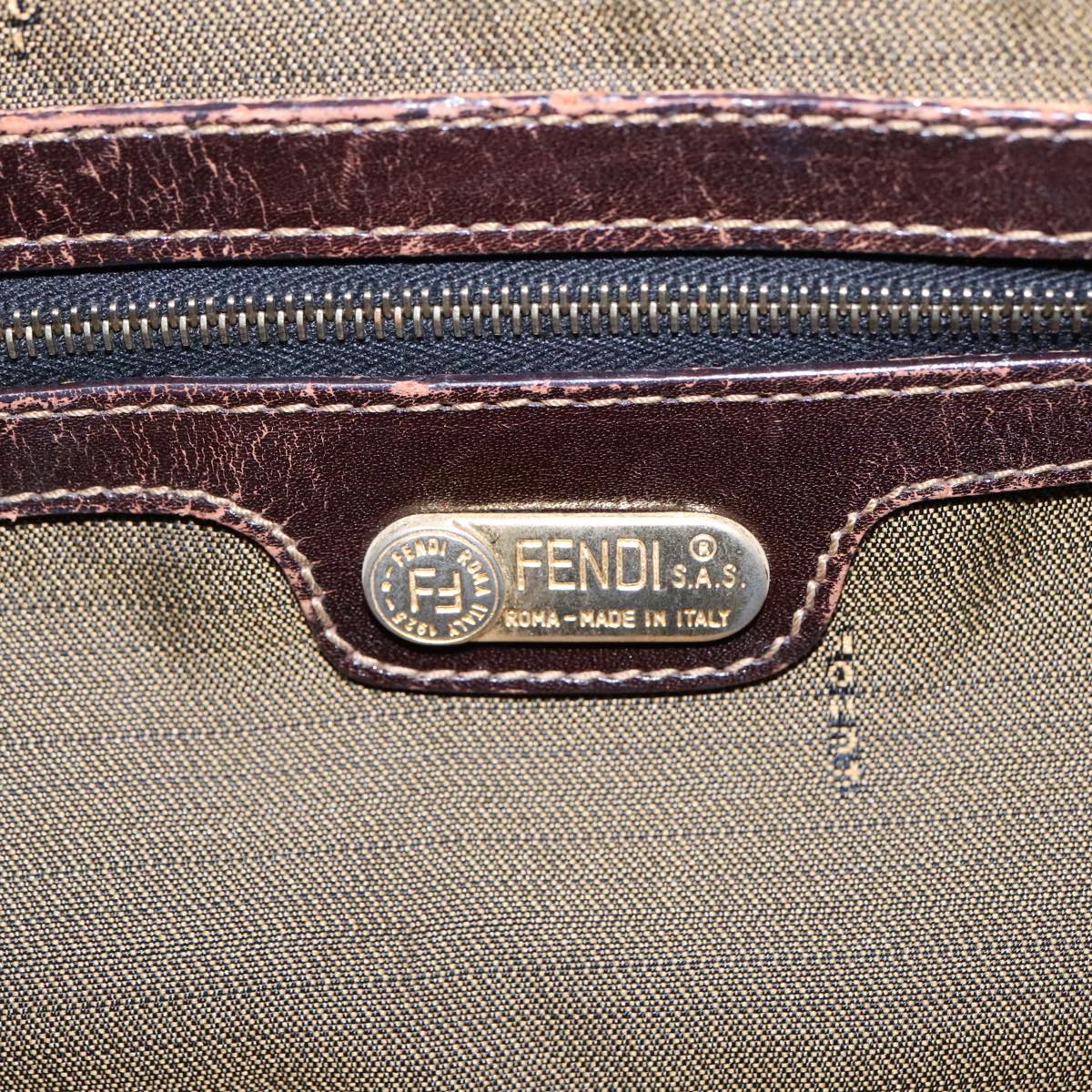 FENDI Zucca Canvas Hand Bag Brown Auth 91561