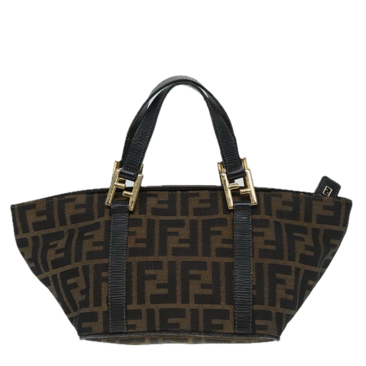 FENDI Zucca Canvas Hand Bag Brown Auth 91562