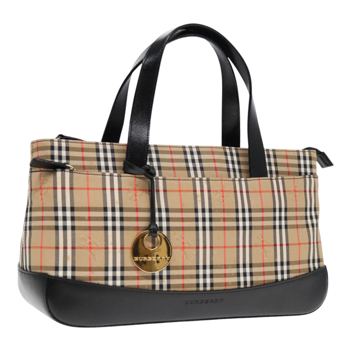 BURBERRY Nova Check Hand Bag Canvas Beige Auth 91568