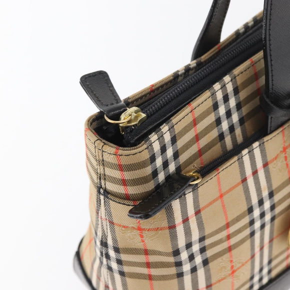 BURBERRY Nova Check Handtasche Canvas Leder Beige Gold Orig 91568