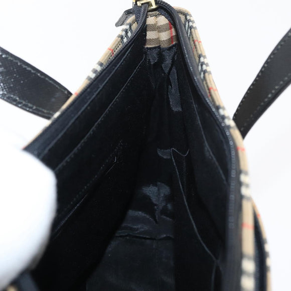 BURBERRY Nova Check Handtasche Canvas Leder Beige Gold Orig 91568