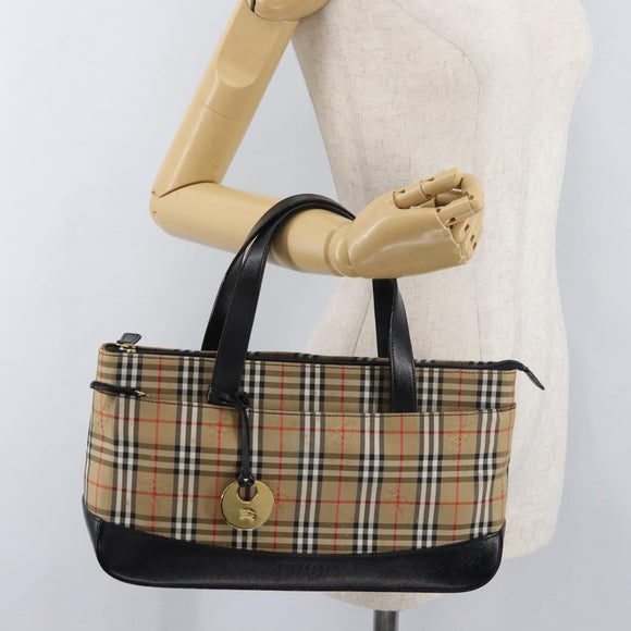 BURBERRY Nova Check Handtasche Canvas Leder Beige Gold Orig 91568