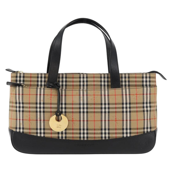 BURBERRY Nova Check Handtasche Canvas Leder Beige Gold Orig 91568