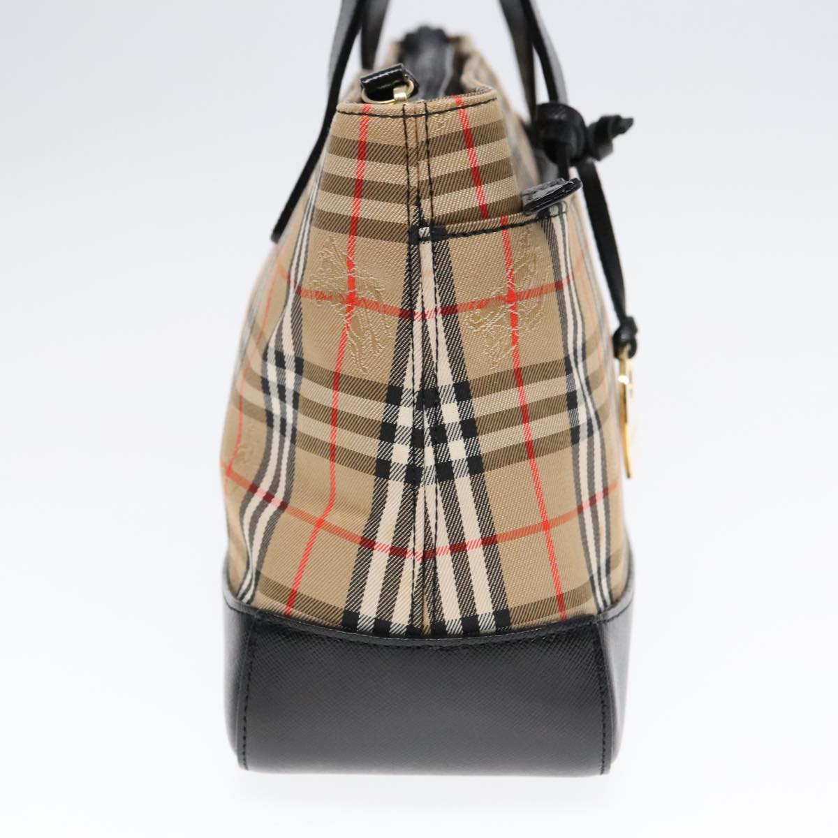 BURBERRY Nova Check Hand Bag Canvas Beige Auth 91568