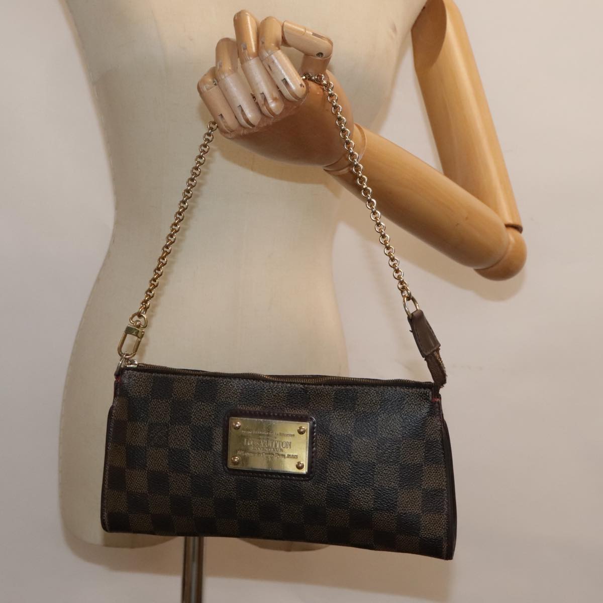 LOUIS VUITTON Damier Ebene Eva Shoulder Bag 2way N55213 LV Auth 91570