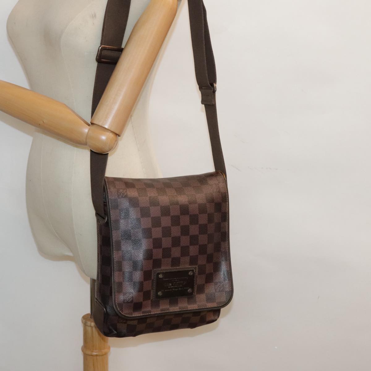 LOUIS VUITTON Damier Ebene Brooklyn PM Shoulder Bag N51210 LV Auth 91575