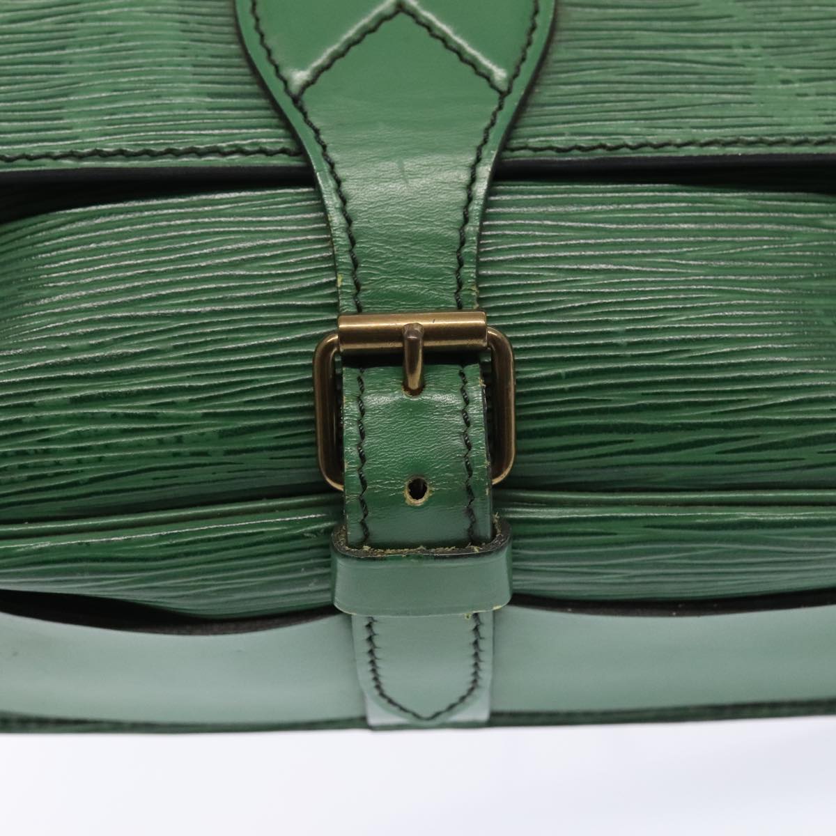 LOUIS VUITTON Epi Cartouchiere MM Shoulder Bag Green M52244 LV Auth 91579