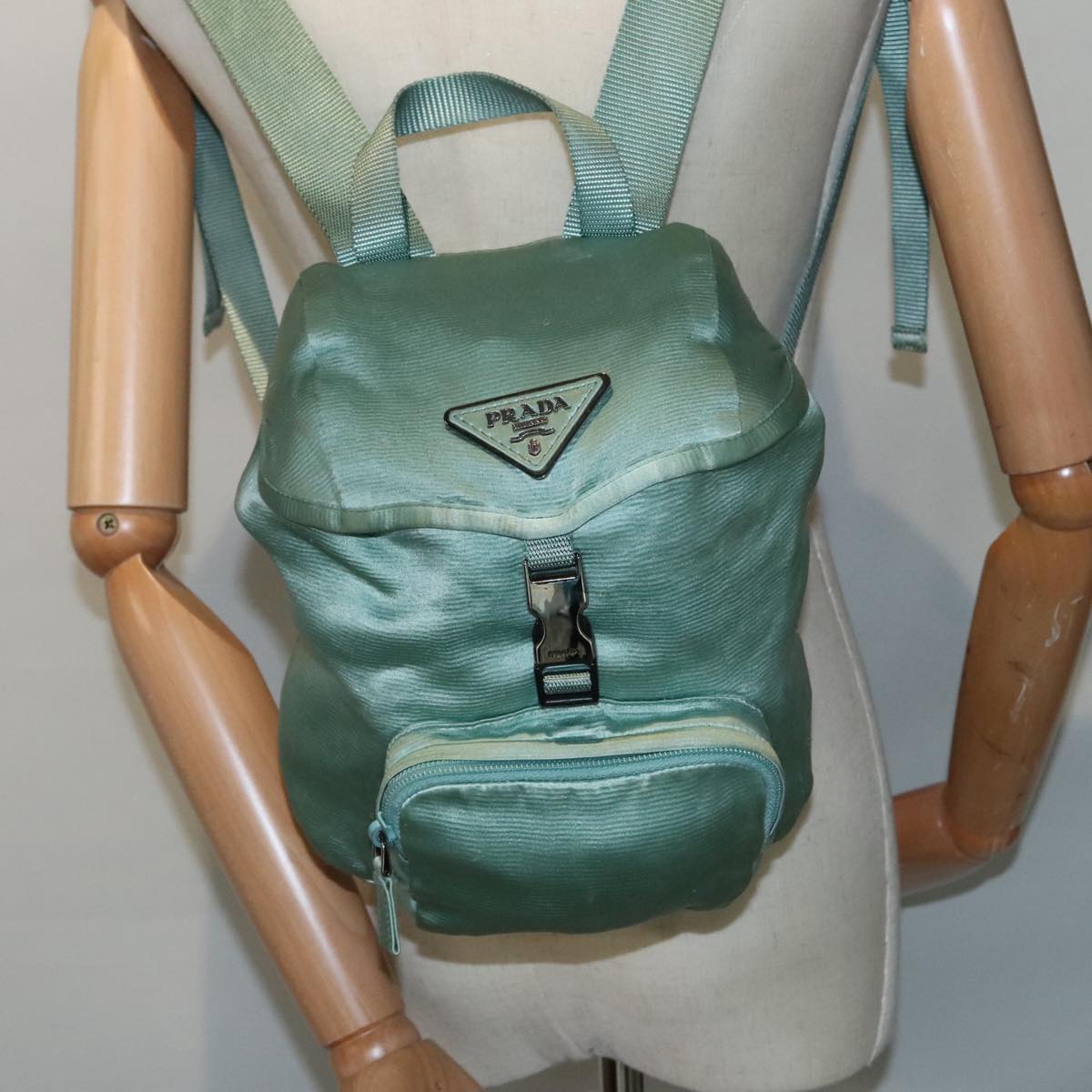 PRADA Backpack Satin Peppermint Auth 91586