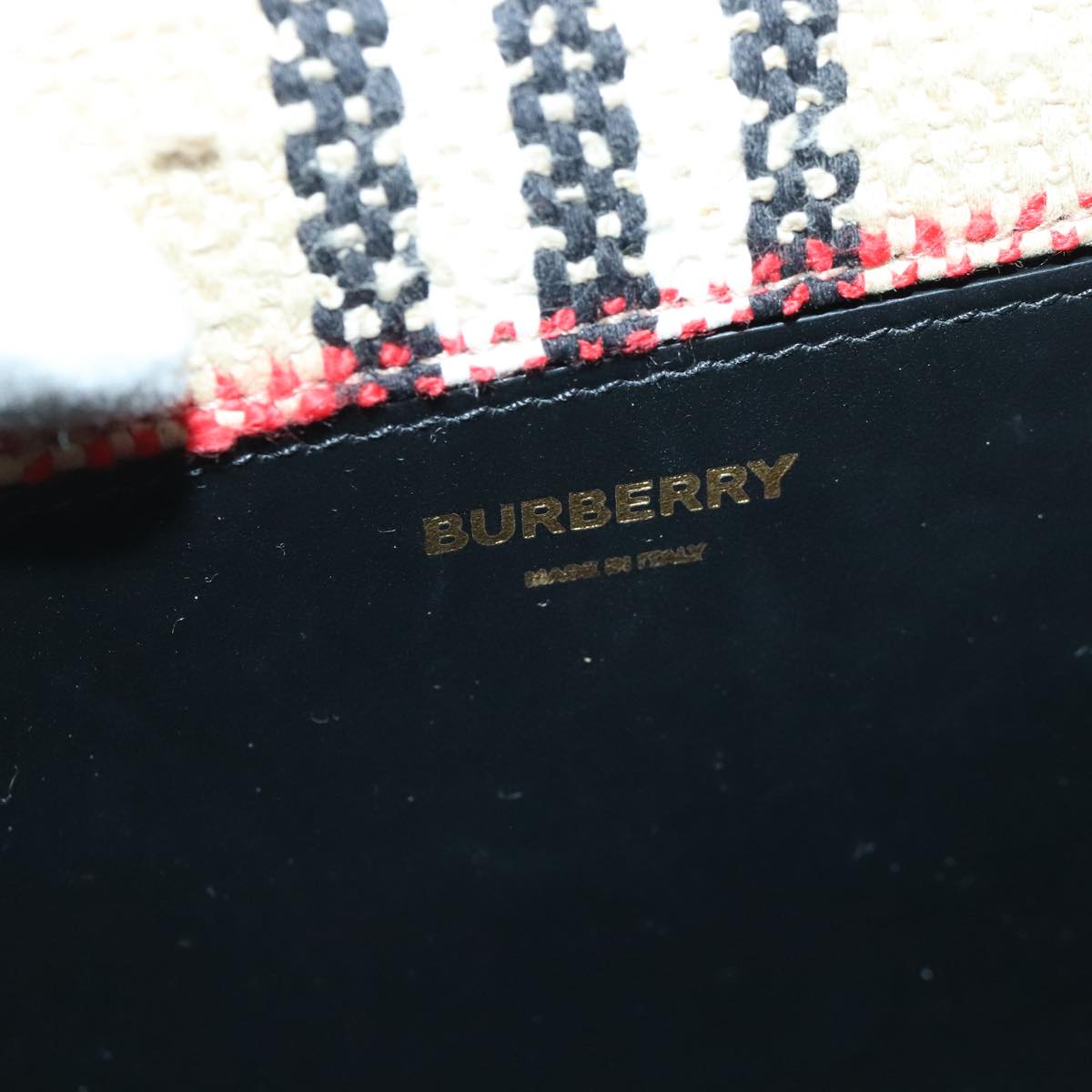 BURBERRY Nova Check Chain Shoulder Bag Canvas Gold Beige Auth 91588