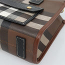BURBERRY Nova Check Hand Bag Leather 2way Brown Gold Auth 91589A-8