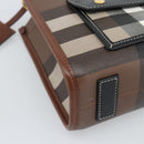 BURBERRY Nova Check Hand Bag Leather 2way Brown Gold Auth 91589A-15