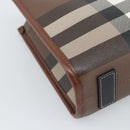 BURBERRY Nova Check Hand Bag Leather 2way Brown Gold Auth 91589A-17